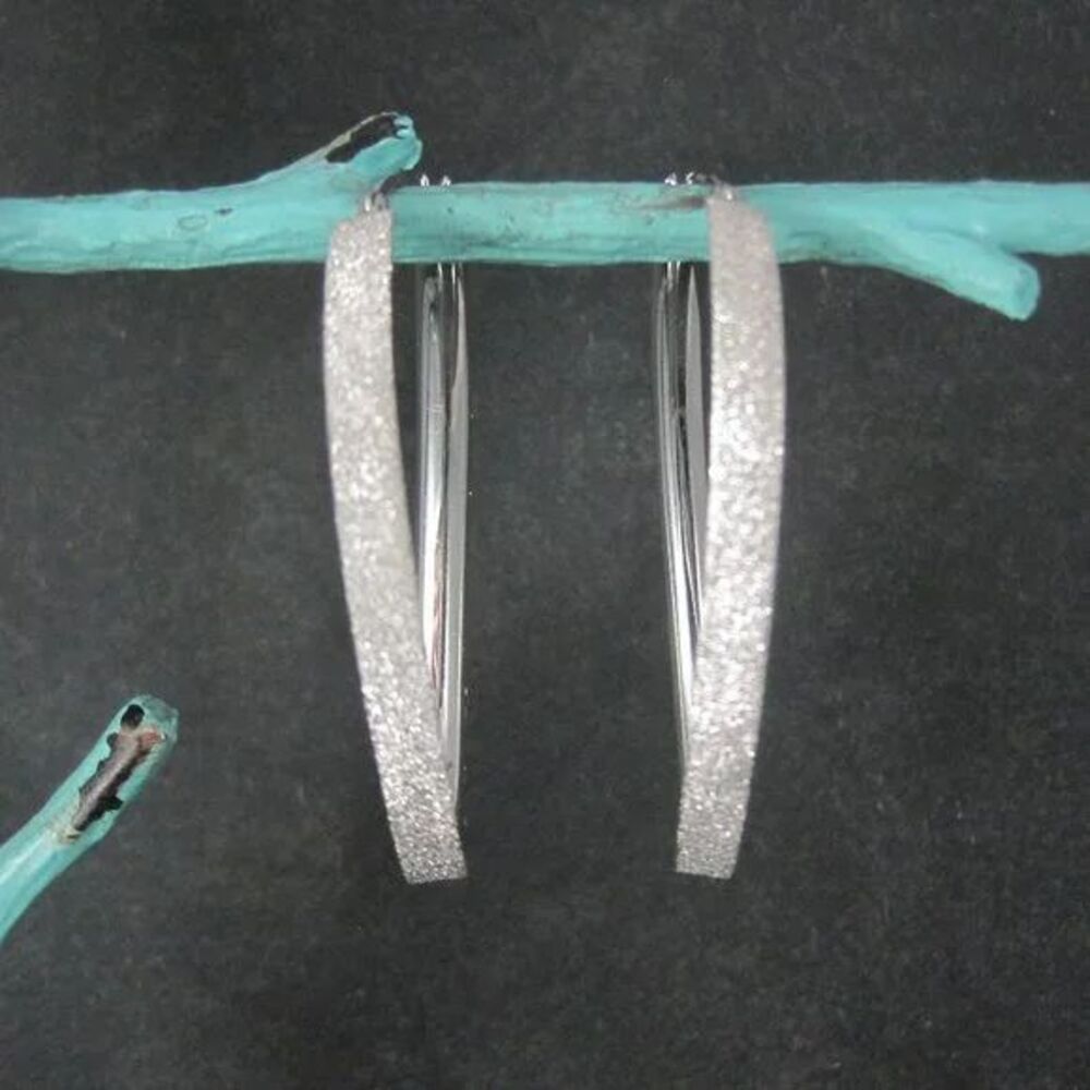 Simone I Smith Sparkly Oval Hoop Earrings Vermeil Sterling New
